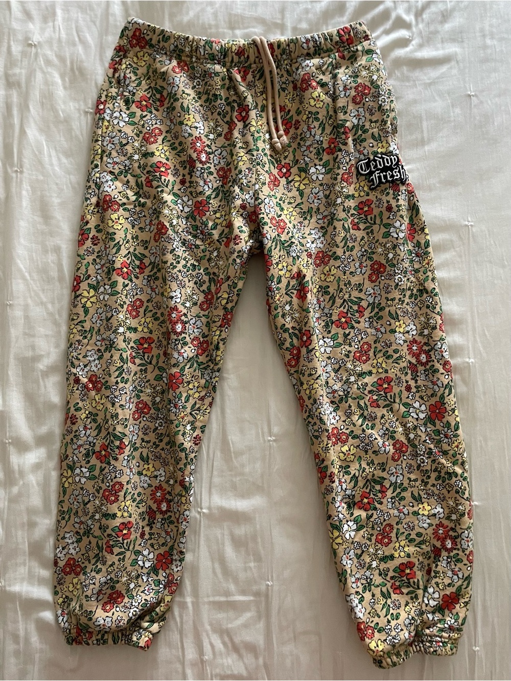 Teddy Fresh Grandma's Floral Sweatpants Tan Medium / Large